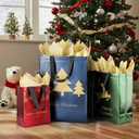 YANGTE 36 Pack Christmas Gift Bags Assorted Sizes With Tissue Paper(12 Extra Large 16", 12 Large 12", 12 Medium 9"), Reusable Red & Green & Blue Unique Designs Christmas Bags with Handle for Xmas