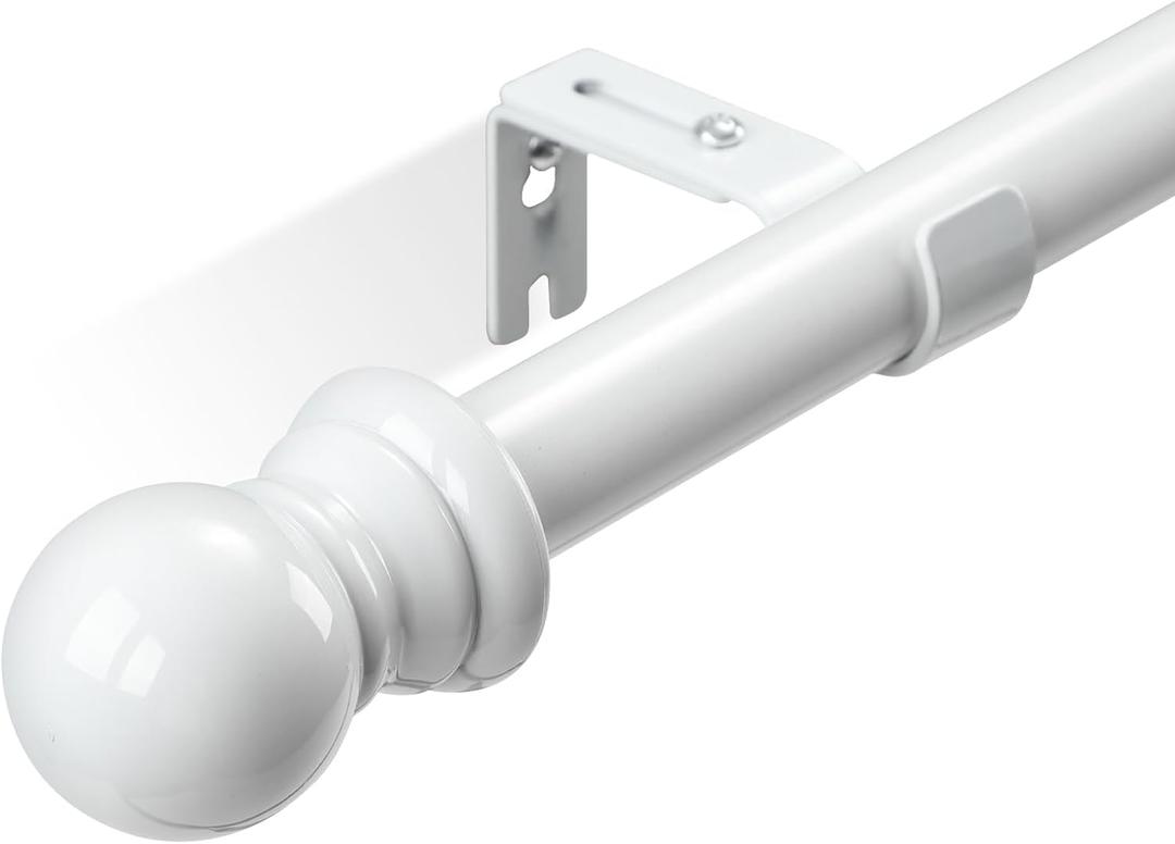 HOSKO Window Curtain Rod - 1 Inch Curtain Rods for Window 30-60 Inches - Including Two Mounting Brackets White