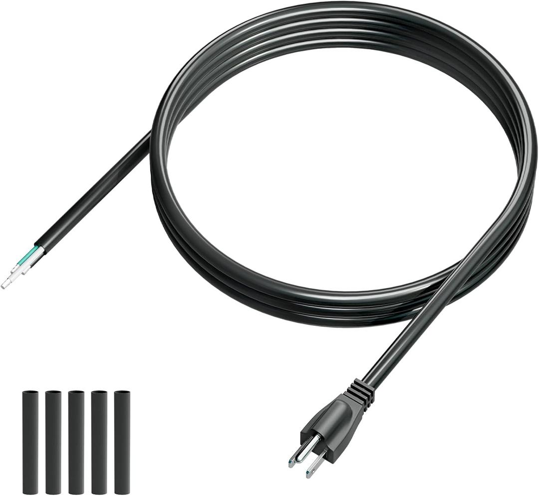 QTEATAK 10 FT Male Plug Extension Cord, 125 V 20 A 3 Prong 3-Wire Straight Blade Plug with AWG 12 Cable, Replacement Power Cord, Includes 5 Heat Shrink Tubes, UL (Male Black 1 Pack)