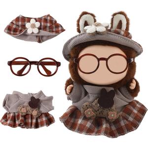 3 x Doll Clothes for 17cm Accessories Set with Glasses Butterfly Clip Pink Clothe la Boo-Boo for Clothe No Doll Included (Brown, One Size)