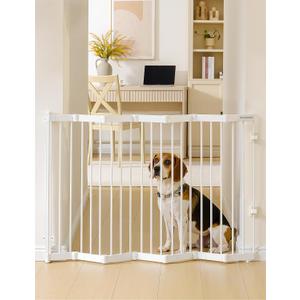 No Pawblems Retractable Safty Gate, Metal Adjustable Dog Gate for Doorways, Stairs & Hallways, Expands to 45" Wide, Auto Retract Design, No Bottom Bar, White