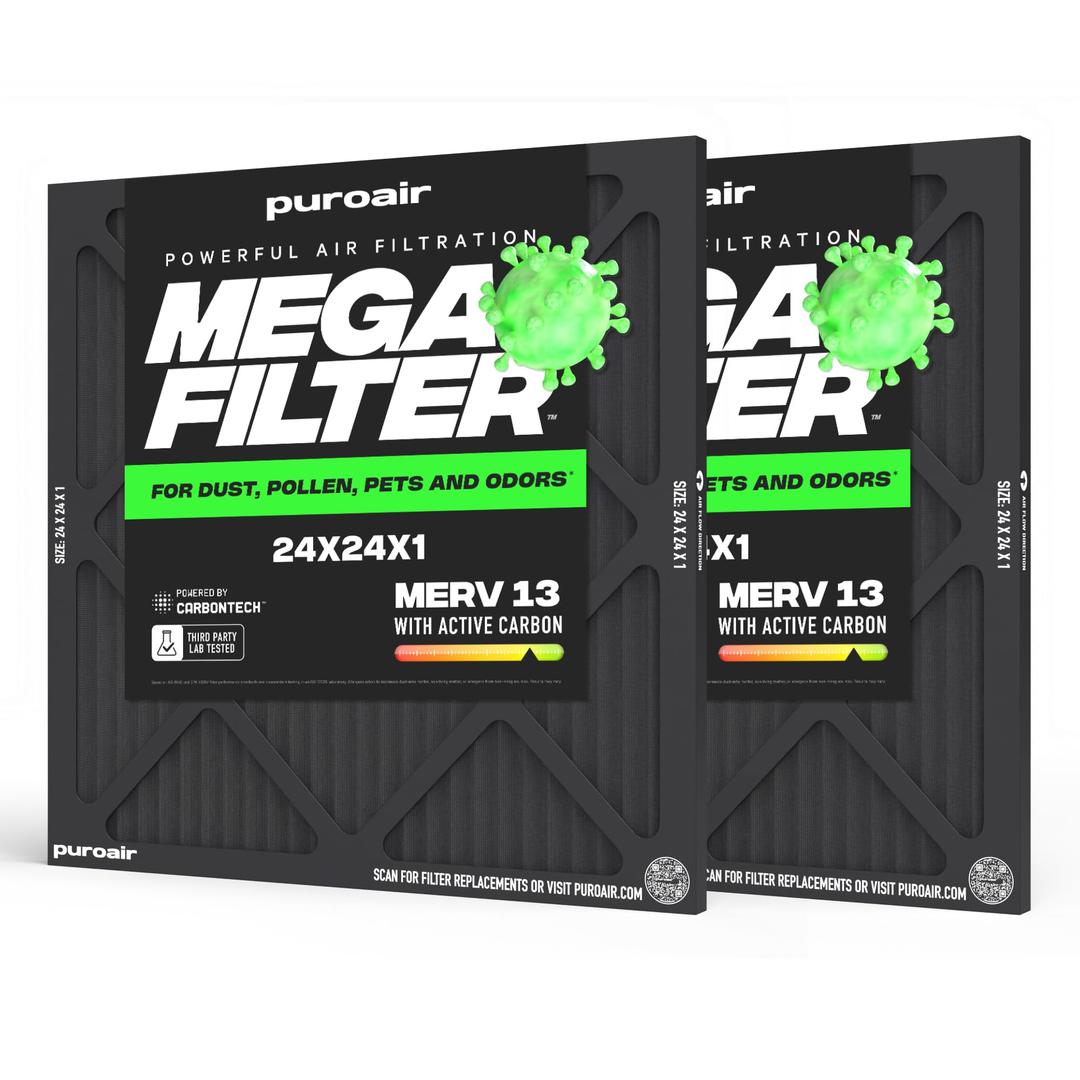 PuroAir MegaFilter 24x24x1 Air Filter MERV 13 HVAC Furnace Filter (1-Pack)