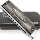 East top Harmonica, Forerunner Chromatic Harmonica C Key 12-Hole 48 Tones Mouth Organ Key of C for Adults, Beginners and Students (gray)
