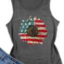 Independence Day Shirt for Women 4th of July Short Sleeve American Flag Shirt Sunflower Tee Tops (Gray, XL)