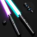 2-in-1 Lightsaber, Dueling Double Light Saber with Metal Hilt Type-C Rechargeable, 15 Colors 4 Modes Sounds Light Sabers, Christmas Halloween Birthday Gift for Kids Adults, 29.1in, 2PC