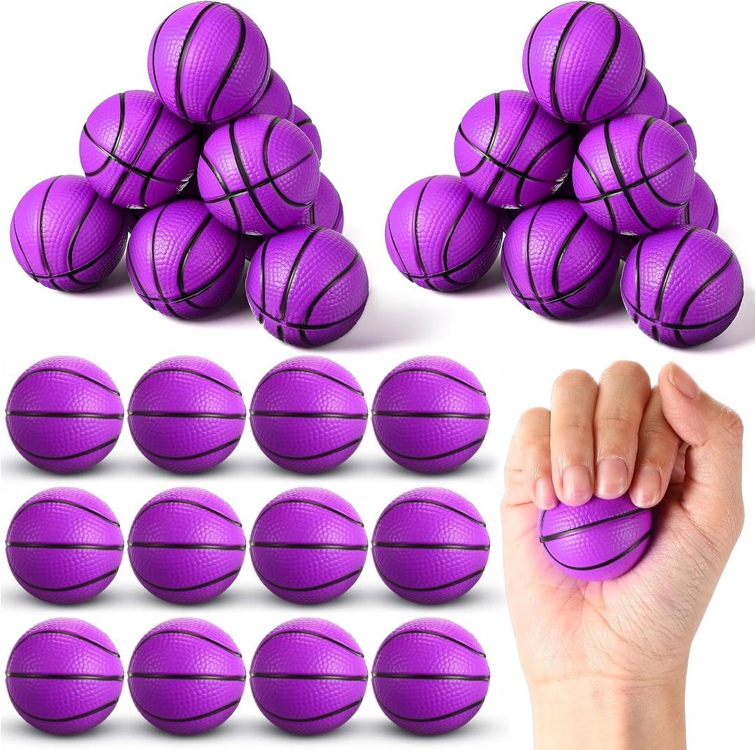 36 Pack Mini Basketball Stress Balls 1.6 Inch Mini Foam Sports Ball for Basketball Valentine Party Favor Goodie Bag Fillers Decoration Kids School Reward Anxiety Stress Relief(Purple)