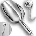 6oz Stainless Steel Ice Scoop for Freezer with Magnetic Hook, Dishwasher Safe Ice Scooper for Ice MachineMetal Scoop for Ice Maker, Ice Bucket, for Kitchen Bar Party Accessories (6OZ Silver)