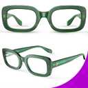 VISOONE Rectangle Blue Light Blocking Glasses Thick Square Frame Computer Glasses Vintage Women Men Harmony (Basil Green)
