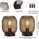 JHY DESIGN Set of 2 Metal Cage LED Lantern Battery Powered,Cordless Accent Light with LED.Great for Weddings,Parties,Patio,Events for Indoors OutdoorsRound Shape