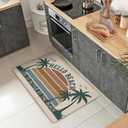 2 x Hello Beach Welcome Front Door Mat, Coastal Tropical Palm Tree, 17''x29''