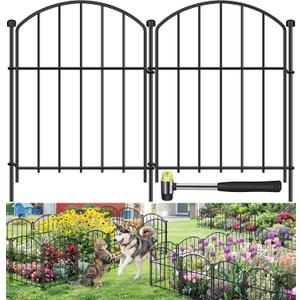 10 Pack Decorative Garden Fence Animal Barrier Fence, 17 in x 10 ft Rustproof Metal No Dig Fence Panels, Arched Small Garden Fence Barrier for Dog Rabbit Flower Bed Edging Yard Ground Patio Defense