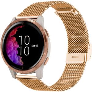 Abanen 20mm Stainless Steel Mesh Watch Band for Garmin Venu 2 Plus/Venu Sq 2 / Vivoactive 6/5, Quick Release Metal Wristband Strap for Approach S50 / S40