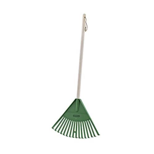 Superio Kids Rake with Hardwood Handle, Gardening and Lawn Care Tools for Kids, Sweep Leaves and Tidying Up The Garden, Plastic Tines and Heavy Duty Wooden Handle 34"