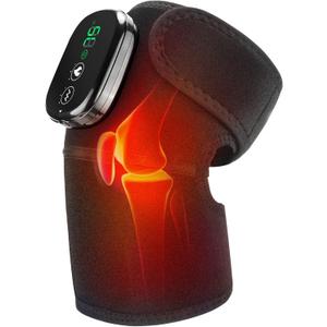 MOAJAZA Knee Massager with Heat and Vibration, Heating Pad for Knee Shoulder Elbow, Heated Knee Brace for Arthritis with Massage (Black 1 Pack)