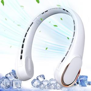 ASNUG Portable Neck Fan, Bladeless Neck Fan, USB Rechargeable Personal Fan, 4000 mAh Battery Operated Fan, 3 Speeds Adjustable,Faster Cooling, Ultra Quiet, Suitable for Home, Office, Sports