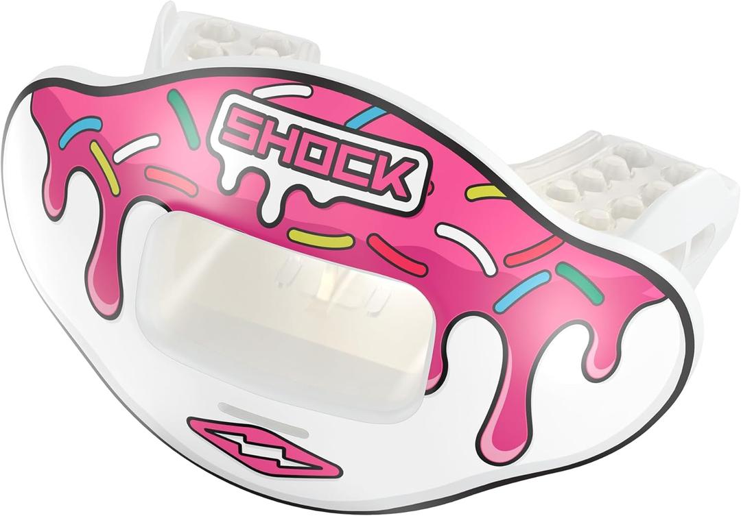 Shock Doctor Football Lip Guard (Adult-OSFA, White/Pink Sprinkle Drip)