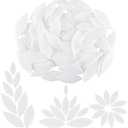 Yoption 40 Pieces Petal Mosaic Tiles, Hand-Cut Stained Glass Flower Leaves Tiles for Art Craft and Home Decorations (White)