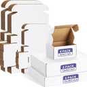 Eupako 18 Pack Small Shipping Boxes Assorted Sizes, 6x4x3, 12x9x3, 13x10x2-6 PCS Each Small Boxes, White Corrugated Box Mailers, Cardboard Boxes for Packaging Small Business, Mailing