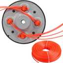 Universal String Trimmer Head for Brushcutter Weed Eater Whipper M10 x 1.25 Thread Size Trimmer Head with 49ft/0.09inch Trimmer Line,4 Way String Trimmer Head Replacement for Stihl, Ryobi and More