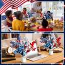 Nitial 2 Set 4th of July Artificial Flowers Memorial Day Red Blue White Picks Decor with Vase Patriotic Bouquets Arrangement Table Centerpieces for Fourth of July Home Office Table Decoration