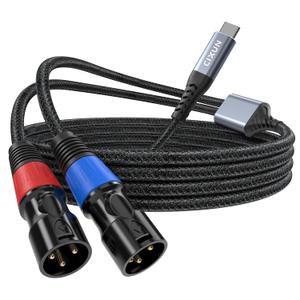 USB C to Dual XLR Male Audio Cable, 32Bit/384Khz USB Type C to XLR Output Stereo Cord, USB C Speaker Adapter for Power Amplifier, Mixer Console (2M/ 6.6FT)