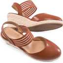 Aomigoct Wedge Sandals Dressy Women: Comfortable Elastic Strap Espadrille Wedges - Ladies Beach Casual Shoes Size 8.5