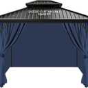 slashome 10'x12' Gazebo Curtains Outdoor Waterproof, Navy Blue Universal Replacement Curtain 4-Panels, Sidewalls with Zipper for Garden, Patio, Yard (Only Curtains)