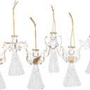 Sea Team Clear Glass Angel Ornaments for Christmas Tree Decorations, 75mm/2.95-inch, Set of 6 (Gold)