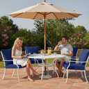 Summsun Patio Chair Cushion Set with Removable Cover, Waterproof Backrest and Seat Cushion Set Replacement for Outdoor Furniture, 19 x 19 Inch, Navy, Set of 4, 19*19 + 19*17 Inch