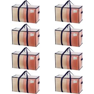 VENO 8 Pack Moving Bags, Heavy Duty, Moving Boxes Alternative, Packing Storage Supplies for Dorm Room Essentials with Zipper for Clothes, Extra Large Totes for Packaging (Clear, 8 Pack)