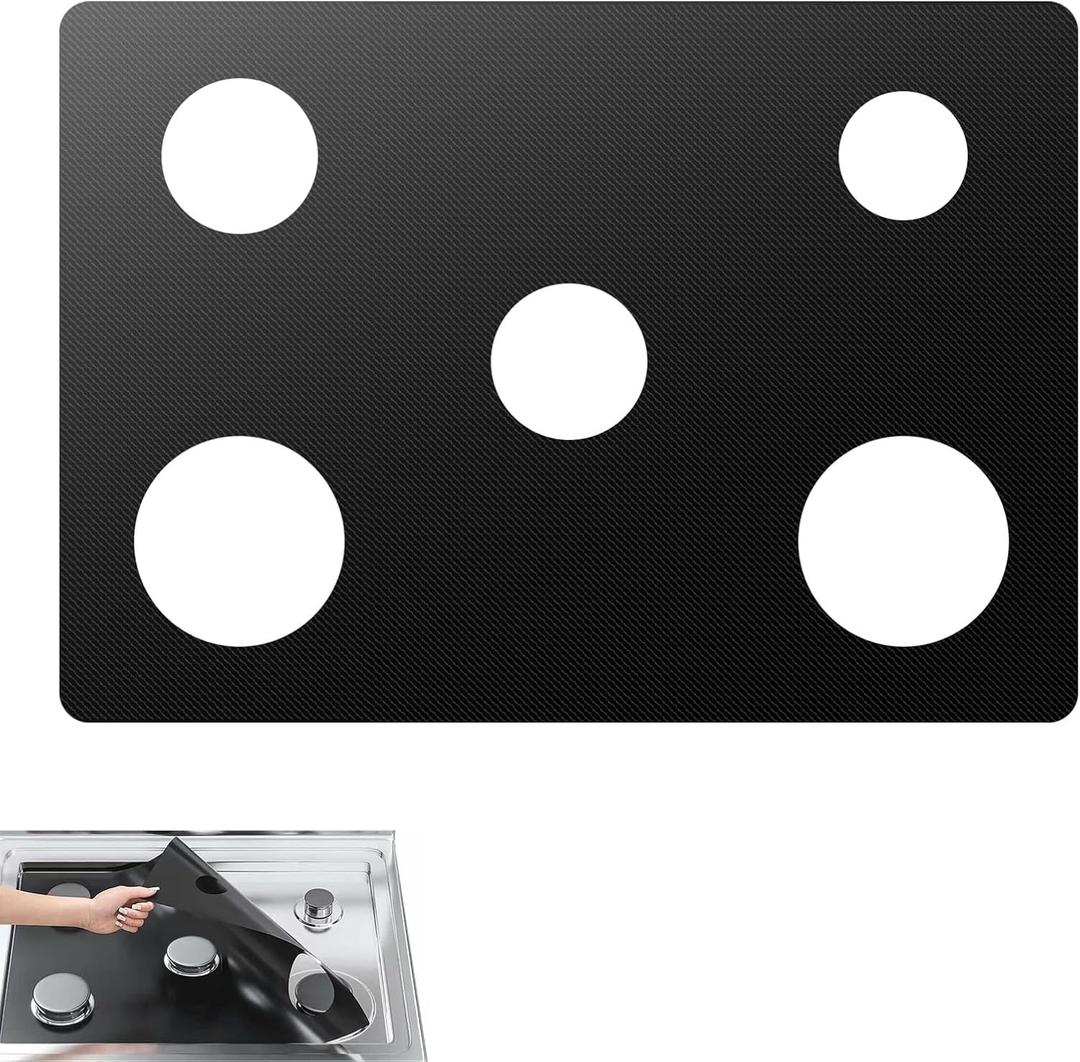 Stove Top Protector Compatible with Whirlpool Gas Stove WFG540H0ES/0/1 WFG540H0EB0/1 WFG540H0EH0/1 WFG540H0EE0/1 WFG540H0EW0/1, Washable & Reusable 0.5mm Gas Stove Protectors 5 Burners
