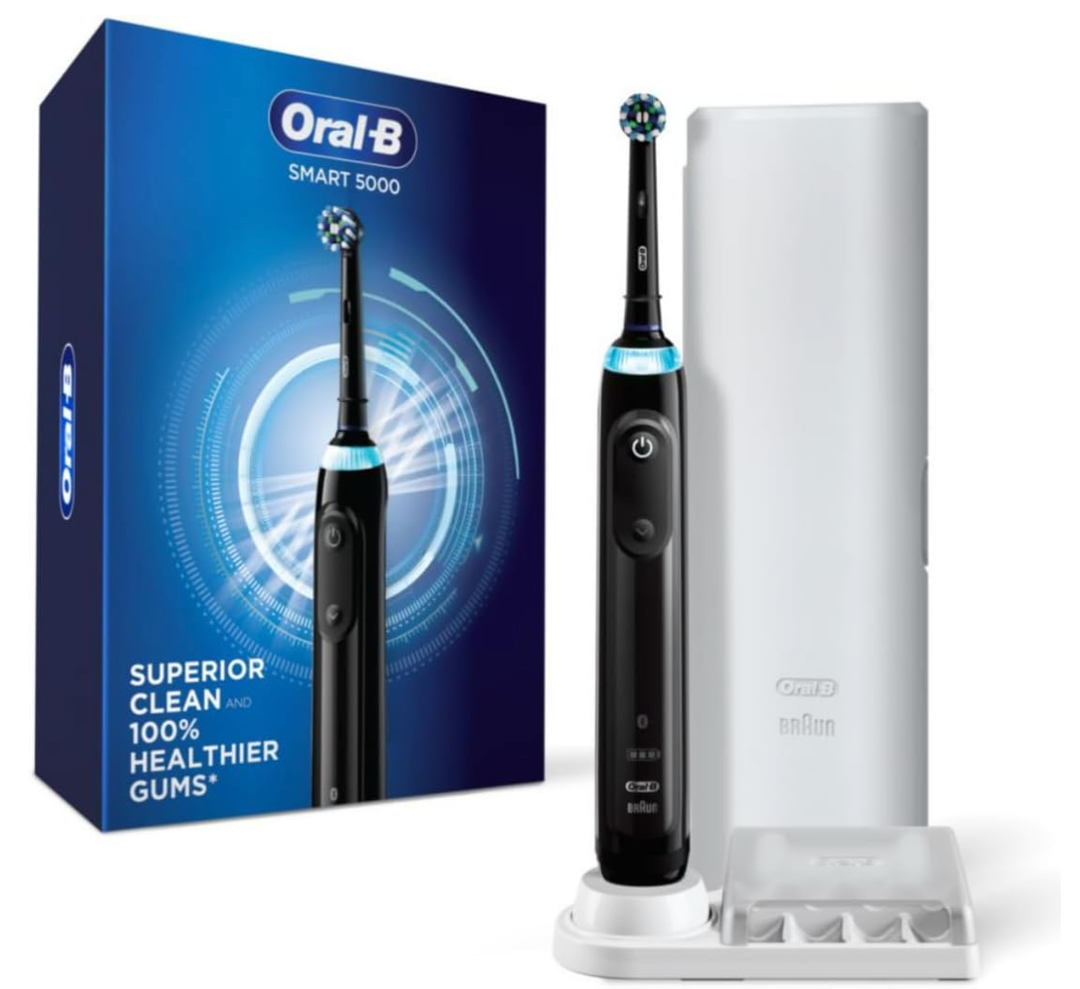 OralB Pro 5000 Smartseries Power Rechargeable Electric Toothbrush with Bluetooth Connectivity, Black Edition