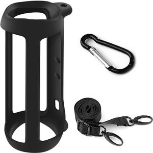 Silicone Case Compatible for FLIP 5 Portable Bluetooth Speaker, Gel Soft Skin Cover, Rubber Case, Travel Carry Pouch with Strap Not for Flip 6 (Speaker not Included (Black)