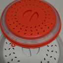 2 Pack Collapsible Microwave Splatter Cover, Vented Microwave Lid with Hook Hole, Splatter Guard for Plate Dish Bowl, Vegetable Fruit Colander Multi-function Kitchen Gadget(Grey & Red)