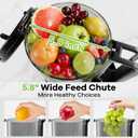 EanOruus Cold Press Juicer, 5.8" Wide Feed Chute Juice Extractor Machine with 400W, High Juice Yield, Slow Masticating Juicer for Whole Vegetables & Fruits, Black Gray