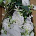 4 Bunches Peony Artificial Flowers White Flowers Silk Peonies Bouquets for Wedding Party Table Centerpieces Floral Arrangement Home Kitchen Decor