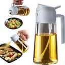 TrendPlain 16oz/470ml Glass Olive Oil Sprayer for Cooking - 2 in 1 Olive Oil Dispenser for Kitchen Gadgets, Air Fryer, Salad, and BBQ - Ash