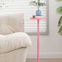 TUTOTAK Tall Round Side Table, Small End Table, Drink Table, Pedestal Side Table, living room, Pink 