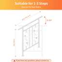 3 Step Handrails for Outdoor Steps, Adjustable,White Wrought Iron, 
37.6"L x 36"W