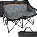 Double Camping Chair, Oversized Padded Heavy Duty Outdoor Folding Loveseat Chairs for Adults, with Cup Holders and Side Pockets, Carry Bag Included, for Outdoors Lawns Backyard Patio, 57.5" W x 37.4" H x 21.6" D