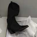 iiimmu Tall Cowgirl Boots Women Pointed Toe and Block Heel Cowboy Suede Boots with Embroidered, Black, Size 7.5