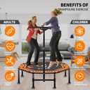 CLORIS 38in/48in Folding Trampoline - Max Load 220lbs / 450lbs Trampoline Rebounder Trampoline with Adjustable Foam Handle, with safty Padded Cover Best Gift