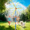 TERRAMUS 59" Windmill Water Sprinkler for Kids Summer Toys, 360 Spinning Splash Water Toy, Upgraded Double Sided with 6 Blades, Outdoor Backyard Games Summer Fun for Boys Girls Dogs & Garden Watering