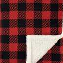 Hudson Baby Unisex Baby Plush Mink and Sherpa Blanket, Buffalo Plaid, One Size