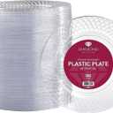 Prestee 102 Clear Plastic Plates Disposable - 6.25-inch Heavy Duty Hard Plastic Clear Plates for Party - Elegant Round Cake, Dessert, Salad, Appetizer, Dinner - Plate for Holiday Parties