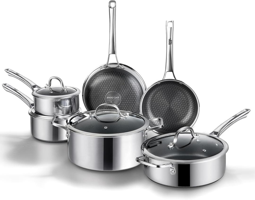 Non Stick Frying Pan Set, 10 Pcs Nonstick Hybrid Baking Pan Skillets