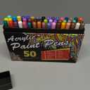 Amamao 100 Colors Acrylic Paint Markers Pens Set,50 Pack Dual Tip Acrylic Paint Markers with Brush Tip and Fine Tip for Rock Painting Fabric Plastic Wood Canvas Stone Glass Paper DIY Craft Supplies