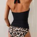 B2prity Halter Tankini Swimsuit for Women Tummy Control Two Piece Bathing Suit V Neck Swimwear with Shorts (XL)