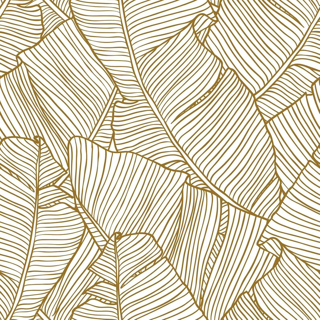 Livelynine White and Gold Wallpaper Peel and Stick Banana Leaf Wallpaper for Bedroom Bathroom Mural Self Adhesive Tropical Contact Paper Waterproof Large Tropical Leaves Wall Paper Decor 17.5x78.8
