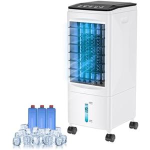 Portable Air Conditioners, 3-IN-1 Evaporative Air Cooler, 2.5 Gal Fast Cooling Portable AC Unit w/Remote & Timer, 3 Speed Quiet Swamp Cooler, Windowless Air Conditioner Fan for Room Office (White)